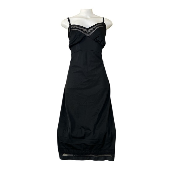 Vintage Black Lace Nylon Nightgown Slip Dress Women’s Size S/M - Picture 1 of 9